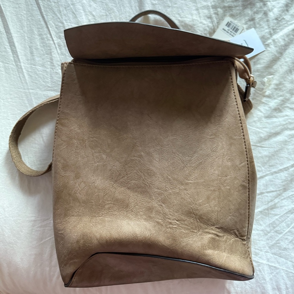 Tan Faux Leather Backpack